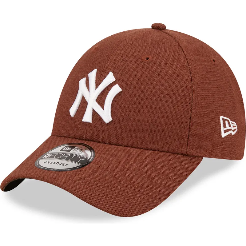 lippikset-kaareva-ruskea-saadettava-nauha-9forty-linen-new-york-yankees-mlb-new-era