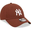 lippikset-kaareva-ruskea-saadettava-nauha-9forty-linen-new-york-yankees-mlb-new-era