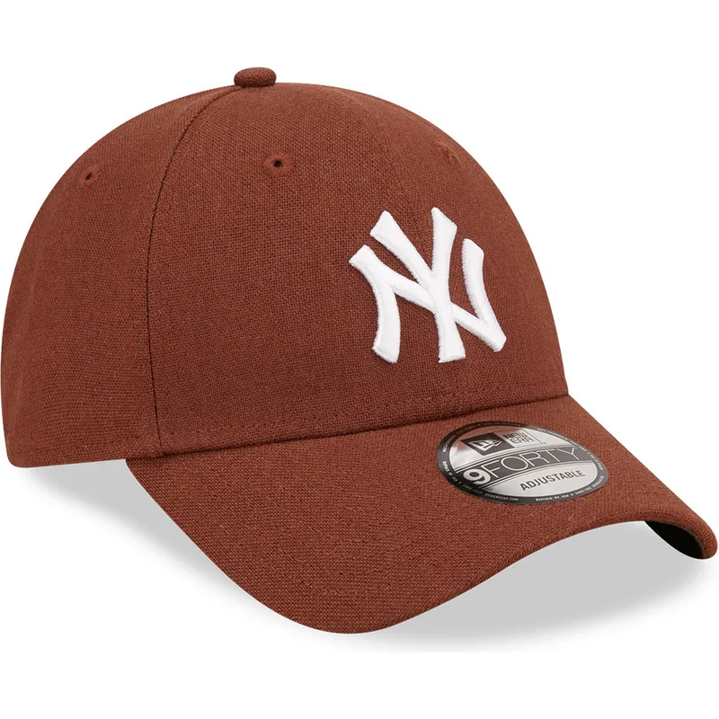 lippikset-kaareva-ruskea-saadettava-nauha-9forty-linen-new-york-yankees-mlb-new-era