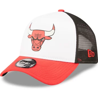 New Era A Frame Team Colour Chicago Bulls NBA White, Black and Red Trucker Hat