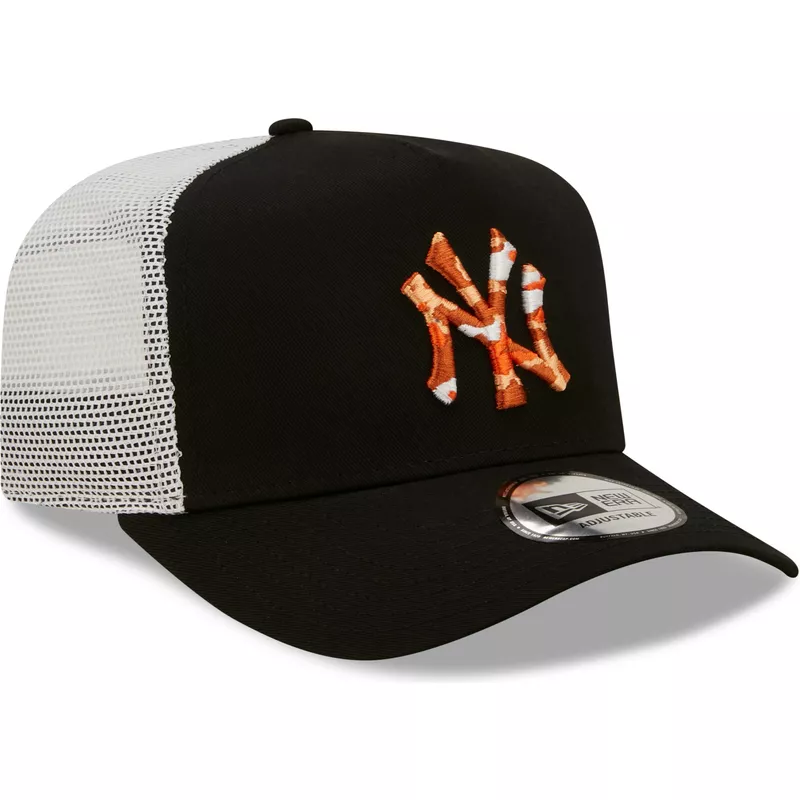 new-era-orange-logo-a-frame-seasonal-infill-new-york-yankees-mlb-black-and-white-trucker-hat