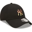 new-era-curved-brim-orange-logo-9forty-gradient-infill-new-york-yankees-mlb-black-adjustable-cap