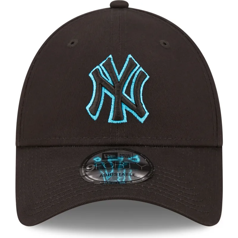 lippikset-kaareva-musta-saadettava-nauha-9forty-neon-outline-new-york-yankees-mlb-new-era