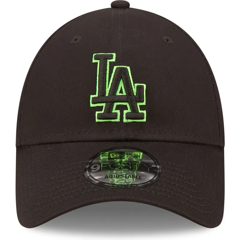 lippikset-kaareva-musta-saadettava-nauha-9forty-neon-outline-los-angeles-dodgers-mlb-new-era