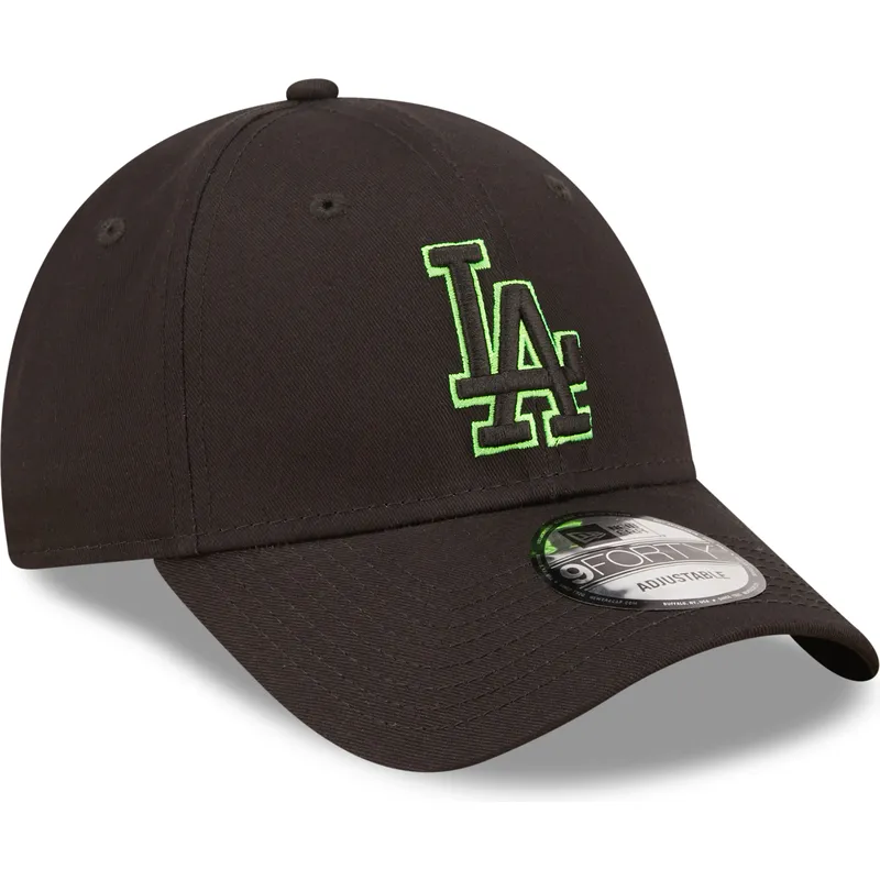 lippikset-kaareva-musta-saadettava-nauha-9forty-neon-outline-los-angeles-dodgers-mlb-new-era