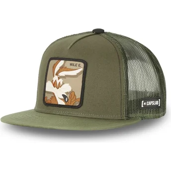 Capslab Flat Brim Wile E. Coyote CASF WI4 Looney Tunes Green Trucker Hat
