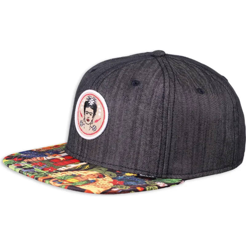 lippikset-littea-musta-snapback-frida-kahlo-linen-rev-djinns