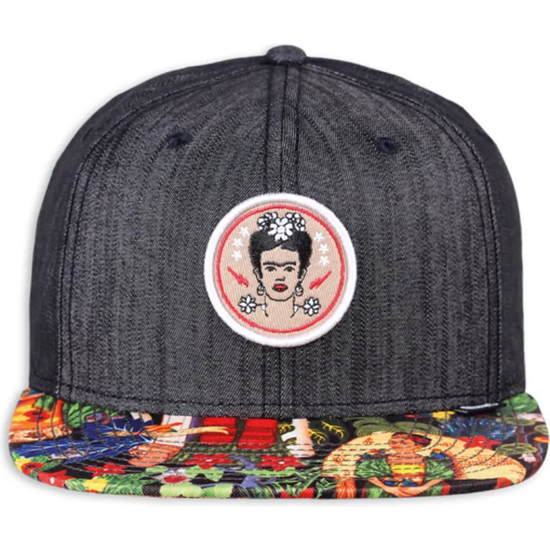 lippikset-littea-musta-snapback-frida-kahlo-linen-rev-djinns
