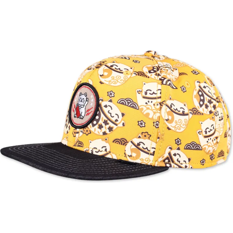 lippikset-littea-keltainen-snapback-lucky-cat-linen-djinns