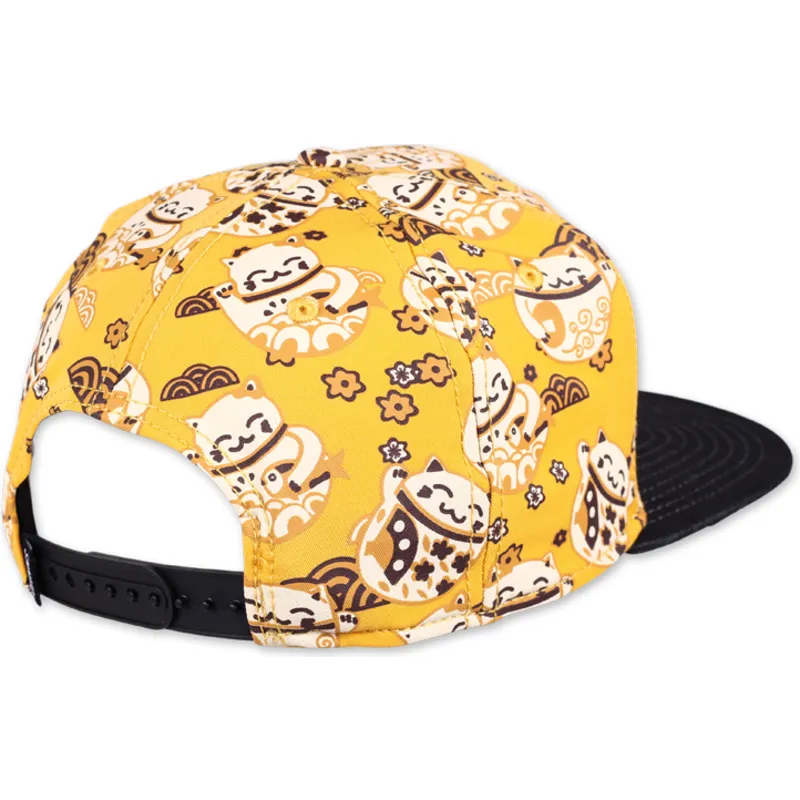lippikset-littea-keltainen-snapback-lucky-cat-linen-djinns