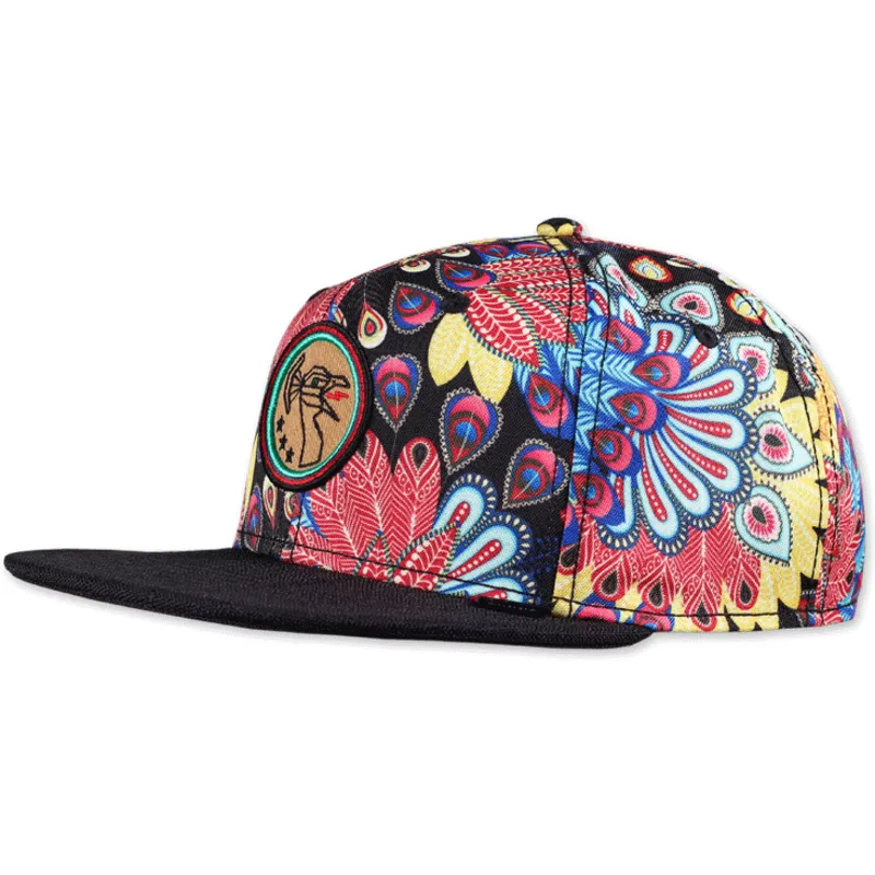 lippikset-littea-monivarinen-snapback-peacock-linen-djinns