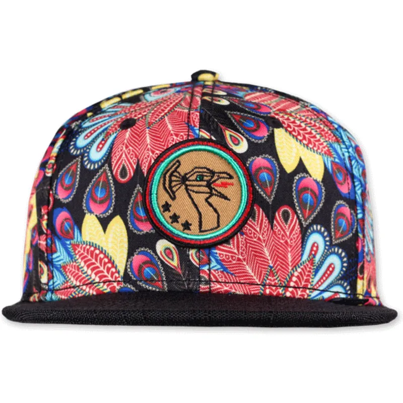 lippikset-littea-monivarinen-snapback-peacock-linen-djinns