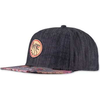 Lippikset litteä musta snapback Peacock Linen Rev Djinns