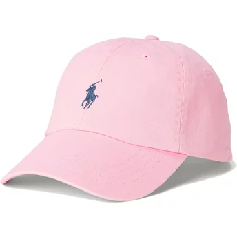 Polo Ralph Lauren Curved Brim Blue Logo Cotton Chino Classic Sport Pink Adjustable Cap