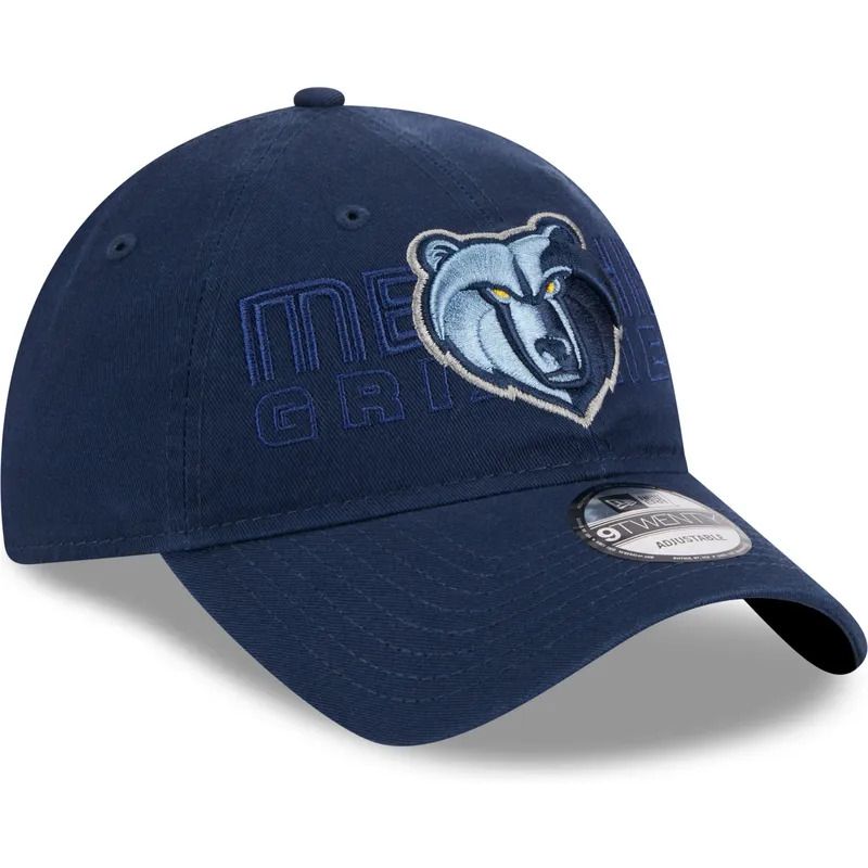 lippikset-kaareva-laivastonsininen-saadettava-nauha-9twenty-draft-edition-2023-memphis-grizzlies-nba-new-era