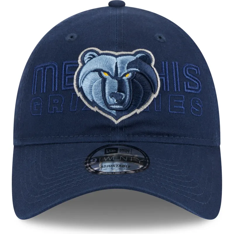 lippikset-kaareva-laivastonsininen-saadettava-nauha-9twenty-draft-edition-2023-memphis-grizzlies-nba-new-era