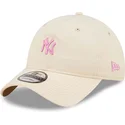 new-era-curved-brim-pink-logo-9twenty-mini-logo-new-york-yankees-mlb-light-pink-adjustable-cap