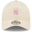 new-era-curved-brim-pink-logo-9twenty-mini-logo-new-york-yankees-mlb-light-pink-adjustable-cap