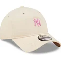 new-era-curved-brim-pink-logo-9twenty-mini-logo-new-york-yankees-mlb-light-pink-adjustable-cap