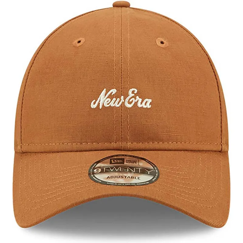 lippikset-kaareva-ruskea-saadettava-nauha-9twenty-linen-new-era