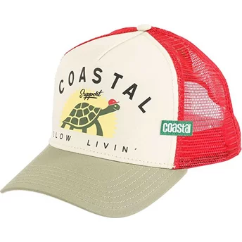 Coastal Support Slow Livin HFT Beige and Red Trucker Hat