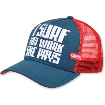 Lippikset kaareva rekka sininen snapback I Surf You Work She Pays HFT Coastal