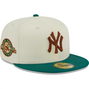 New Era Flat Brim Brown Logo 59FIFTY Camp New York Yankees MLB Grey and Green Fitted Cap