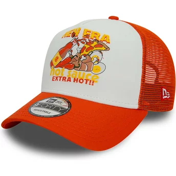 New Era Hot Sauce A Frame Food White and Orange Trucker Hat