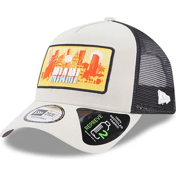 New Era A Frame Repreve License Plate Miami Beige Trucker Hat