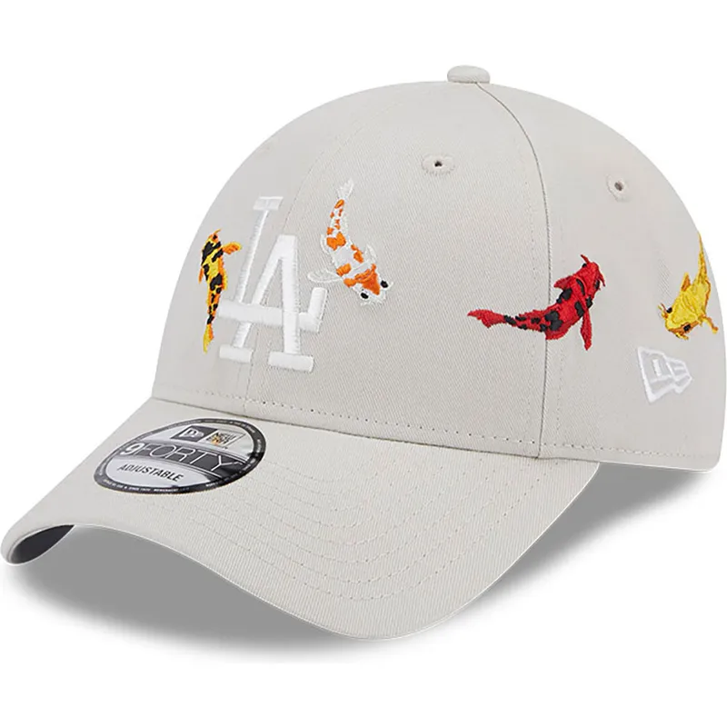 lippikset-kaareva-beige-saadettava-nauha-9forty-koi-fish-los-angeles-dodgers-mlb-new-era