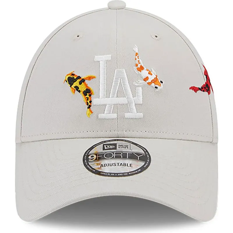 lippikset-kaareva-beige-saadettava-nauha-9forty-koi-fish-los-angeles-dodgers-mlb-new-era