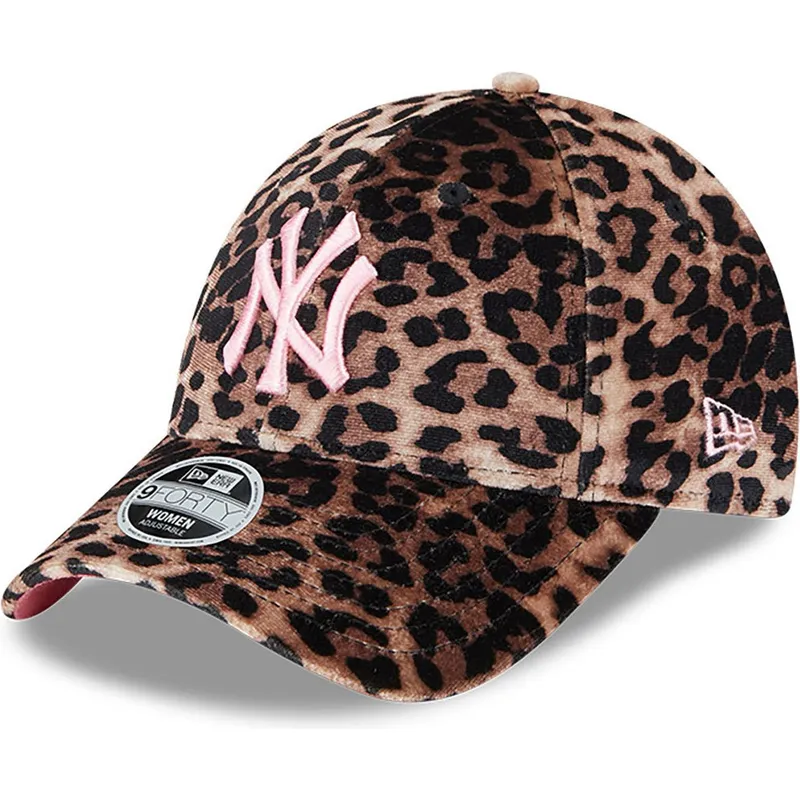 lippikset-kaareva-leopardi-saadettava-nauha-rosa-9forty-velour-new-york-yankees-mlb-new-era