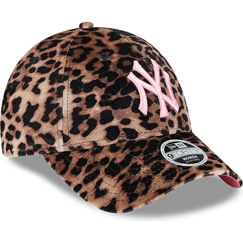 lippikset-kaareva-leopardi-saadettava-nauha-rosa-9forty-velour-new-york-yankees-mlb-new-era