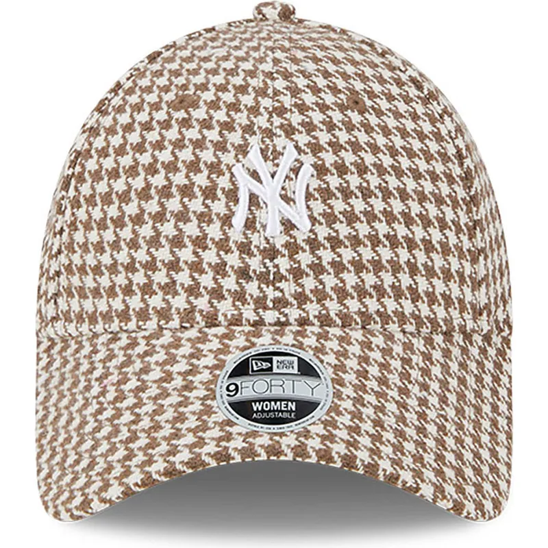 lippikset-kaareva-ruskea-saadettava-nauha-9forty-houndstooth-new-york-yankees-mlb-new-era
