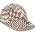 lippikset-kaareva-ruskea-saadettava-nauha-9forty-houndstooth-new-york-yankees-mlb-new-era