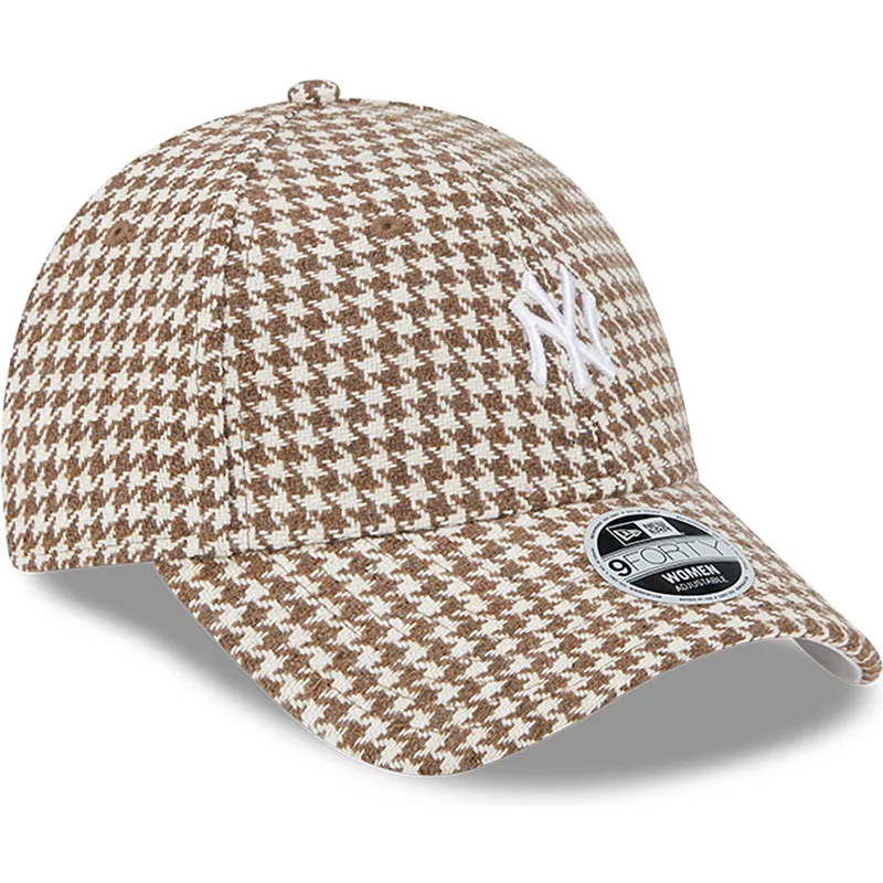 lippikset-kaareva-ruskea-saadettava-nauha-9forty-houndstooth-new-york-yankees-mlb-new-era