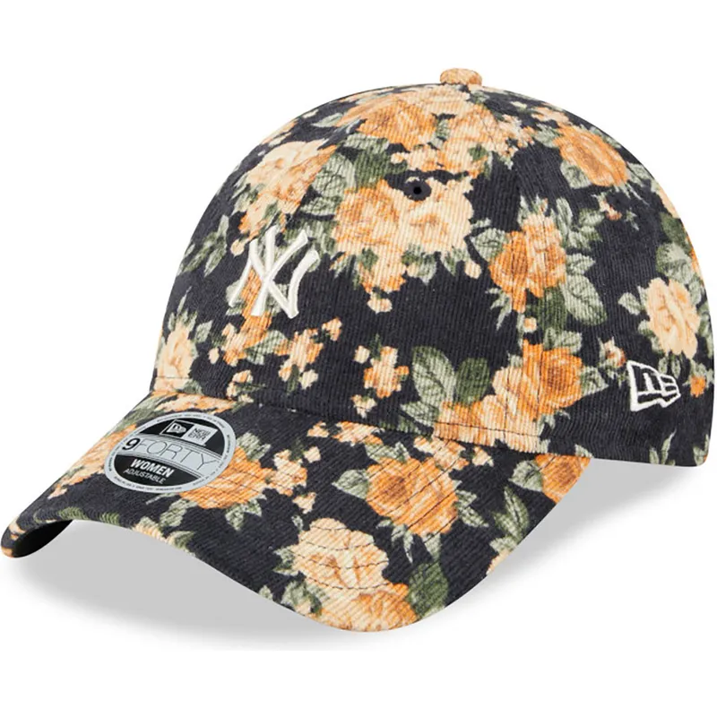 lippikset-kaareva-laivastonsininen-saadettava-nauha-9forty-floral-cord-new-york-yankees-mlb-new-era