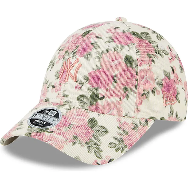 lippikset-kaareva-beige-saadettava-nauha-rosa-9forty-floral-cord-new-york-yankees-mlb-new-era
