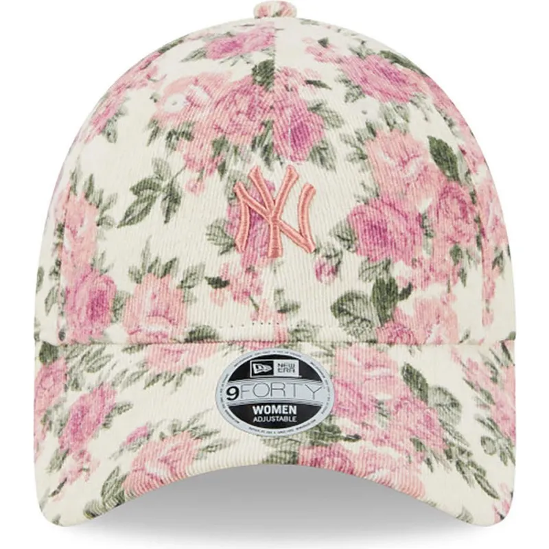 lippikset-kaareva-beige-saadettava-nauha-rosa-9forty-floral-cord-new-york-yankees-mlb-new-era