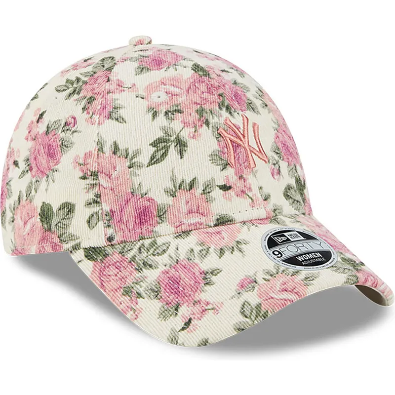 lippikset-kaareva-beige-saadettava-nauha-rosa-9forty-floral-cord-new-york-yankees-mlb-new-era