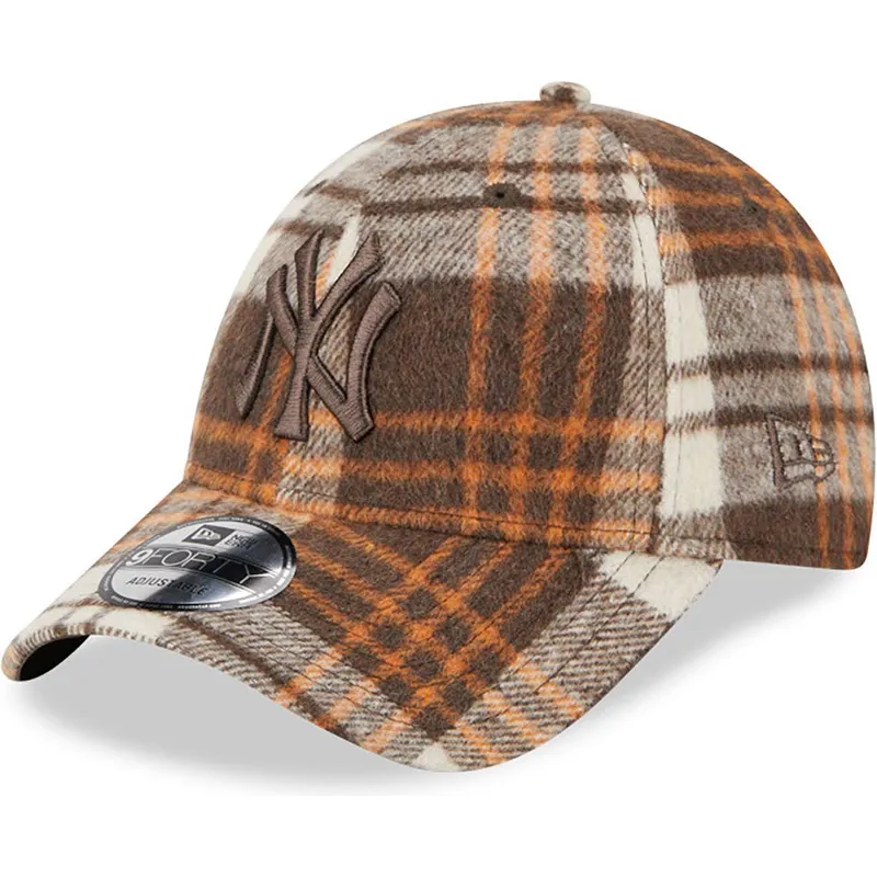 lippikset-kaareva-ruskea-saadettava-nauha-9forty-check-new-york-yankees-mlb-new-era