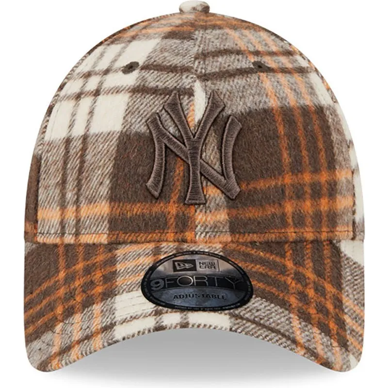 lippikset-kaareva-ruskea-saadettava-nauha-9forty-check-new-york-yankees-mlb-new-era