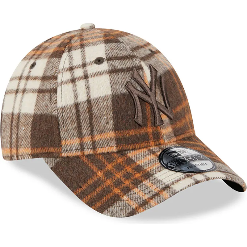lippikset-kaareva-ruskea-saadettava-nauha-9forty-check-new-york-yankees-mlb-new-era