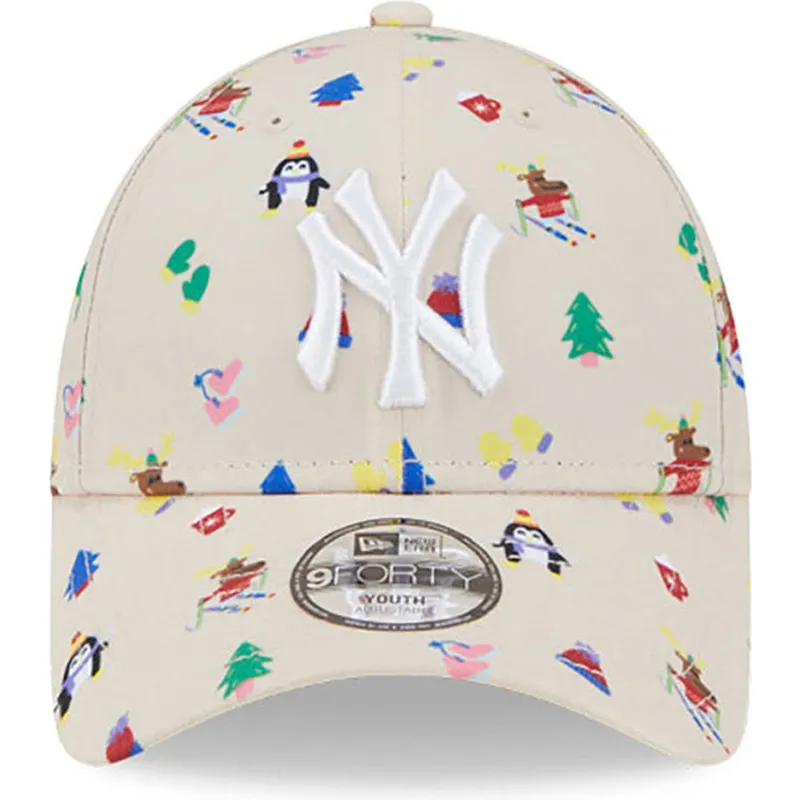 lippikset-kaareva-beige-saadettava-nauha-lapsille-9forty-festive-new-york-yankees-mlb-new-era