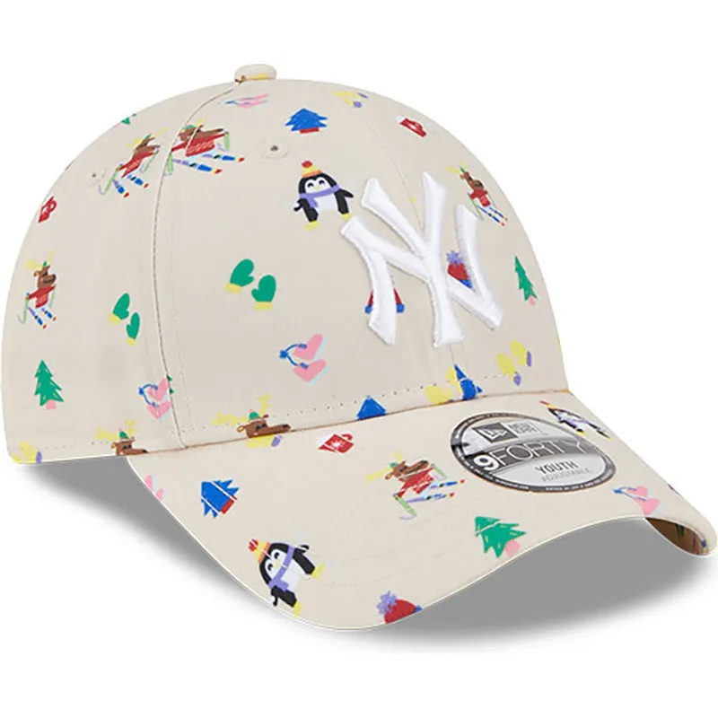 lippikset-kaareva-beige-saadettava-nauha-lapsille-9forty-festive-new-york-yankees-mlb-new-era