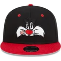 new-era-flat-brim-sylvester-9fifty-looney-tunes-black-and-red-snapback-cap