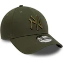 new-era-curved-brim-green-logo-39thirty-league-essential-new-york-yankees-mlb-green-fitted-cap