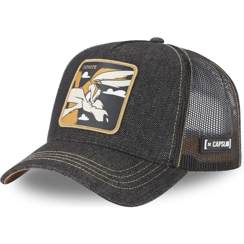 lippikset-kaareva-rekka-musta-snapback-denim-loo8-coy2-kojootti-looney-tunes-capslab