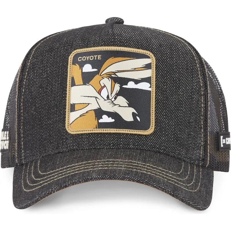 lippikset-kaareva-rekka-musta-snapback-denim-loo8-coy2-kojootti-looney-tunes-capslab