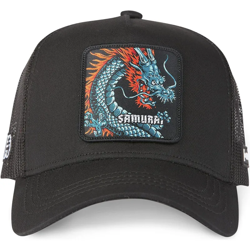 lippikset-kaareva-rekka-musta-snapback-samurai-dra1-lohikaarme-pedot-capslab